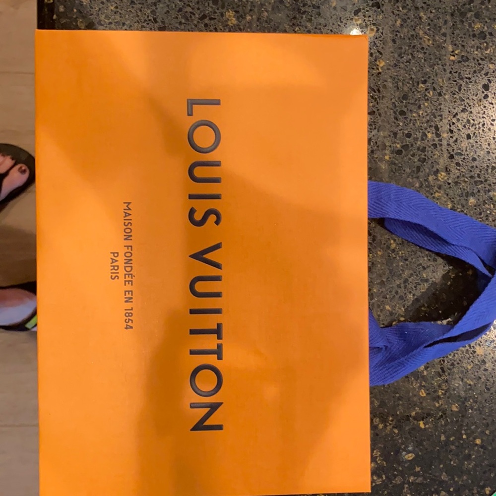 Genuine Louis Vuitton paper tote bag. Measures 11x8x2 1/4. Brand new; no wrinkle